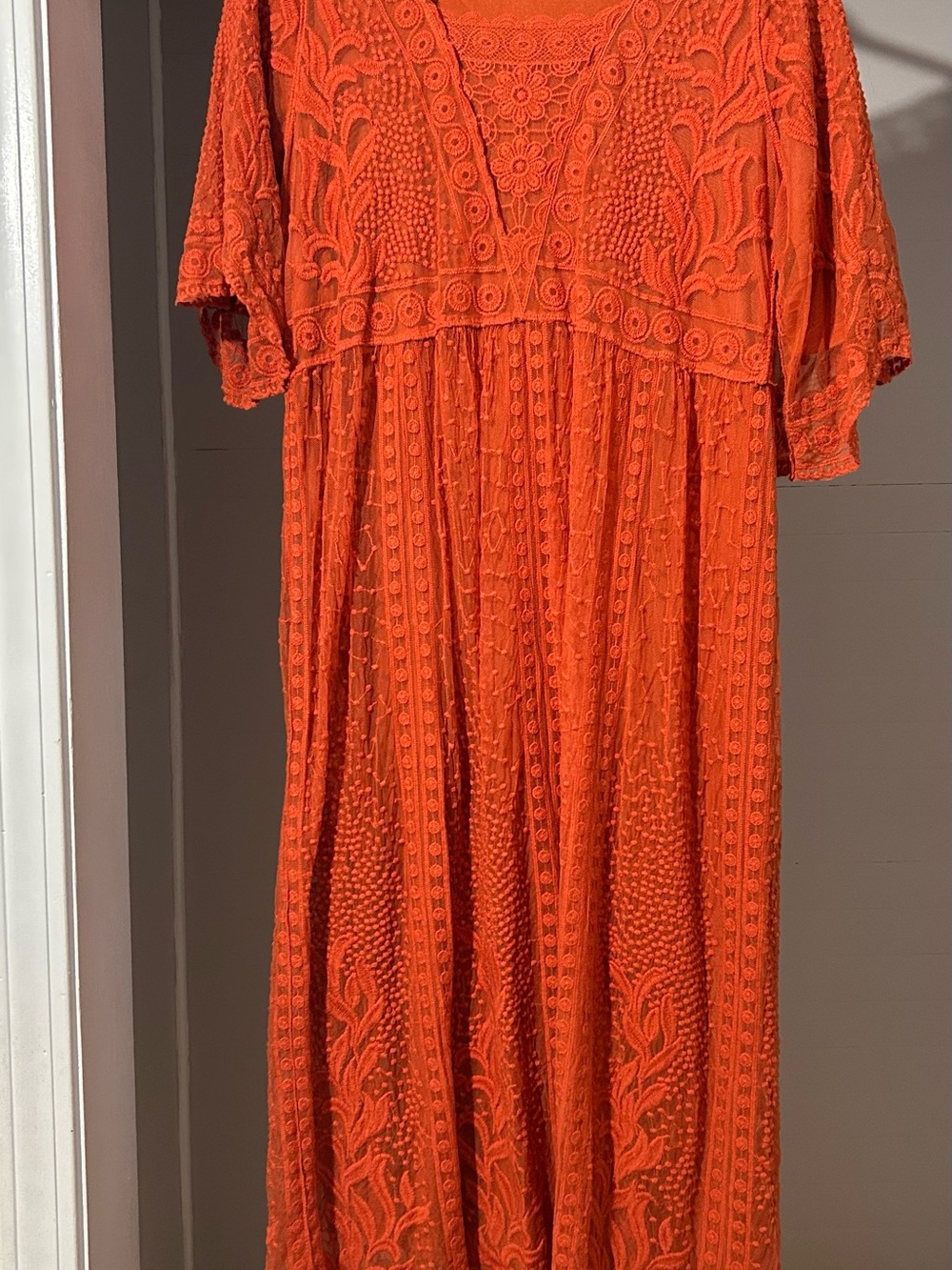 tea n rose Orange Embroidered Maxi Dress
